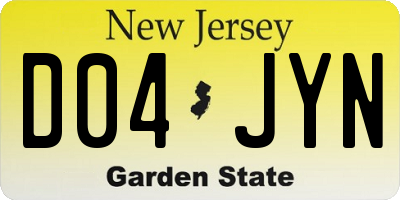 NJ license plate D04JYN