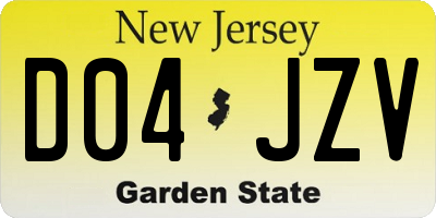 NJ license plate D04JZV