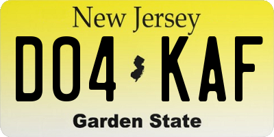 NJ license plate D04KAF