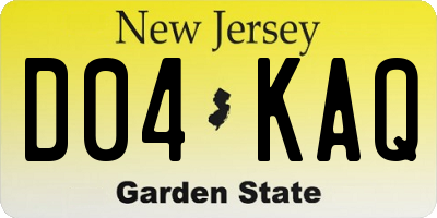 NJ license plate D04KAQ