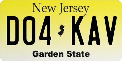 NJ license plate D04KAV