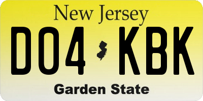 NJ license plate D04KBK