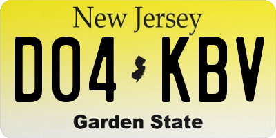 NJ license plate D04KBV