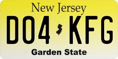 NJ license plate D04KFG