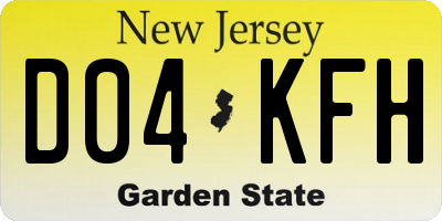 NJ license plate D04KFH