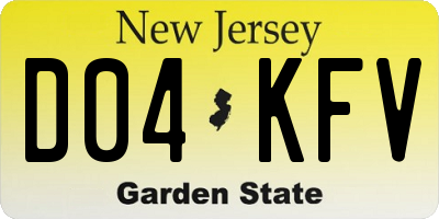 NJ license plate D04KFV