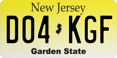 NJ license plate D04KGF