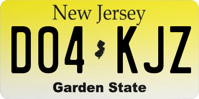 NJ license plate D04KJZ