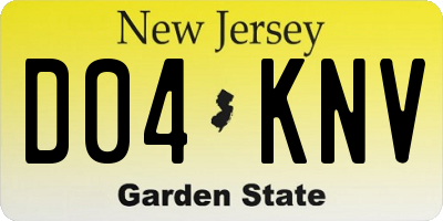 NJ license plate D04KNV