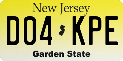 NJ license plate D04KPE