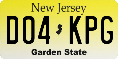 NJ license plate D04KPG