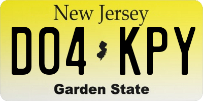 NJ license plate D04KPY