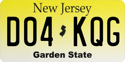 NJ license plate D04KQG