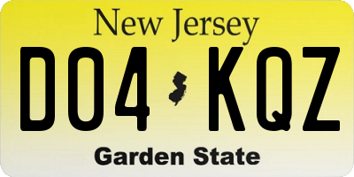 NJ license plate D04KQZ