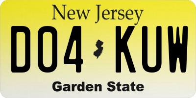NJ license plate D04KUW