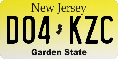 NJ license plate D04KZC