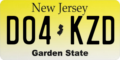 NJ license plate D04KZD