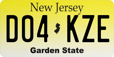 NJ license plate D04KZE