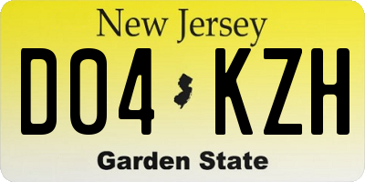 NJ license plate D04KZH