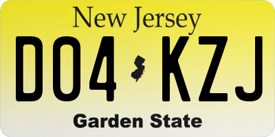 NJ license plate D04KZJ