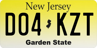 NJ license plate D04KZT