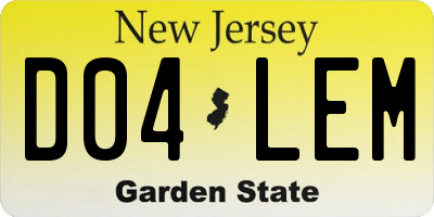 NJ license plate D04LEM