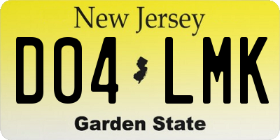 NJ license plate D04LMK