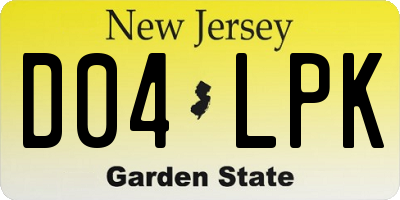 NJ license plate D04LPK