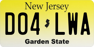 NJ license plate D04LWA