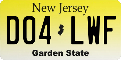 NJ license plate D04LWF