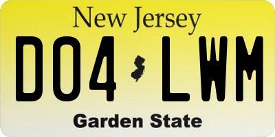 NJ license plate D04LWM
