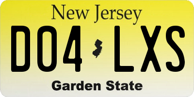 NJ license plate D04LXS