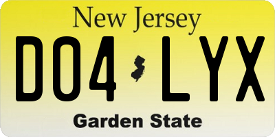 NJ license plate D04LYX