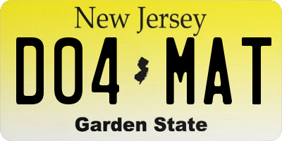 NJ license plate D04MAT