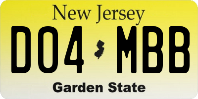 NJ license plate D04MBB