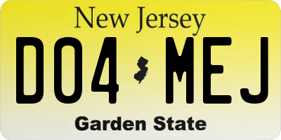 NJ license plate D04MEJ