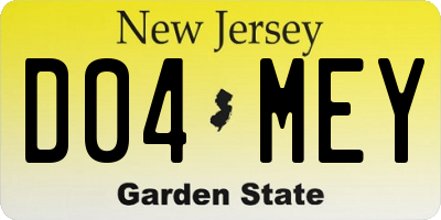 NJ license plate D04MEY