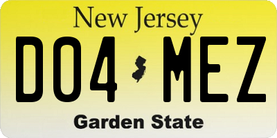 NJ license plate D04MEZ