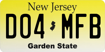 NJ license plate D04MFB