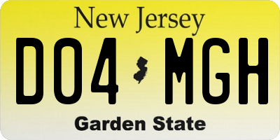 NJ license plate D04MGH