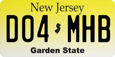 NJ license plate D04MHB