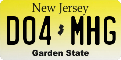 NJ license plate D04MHG