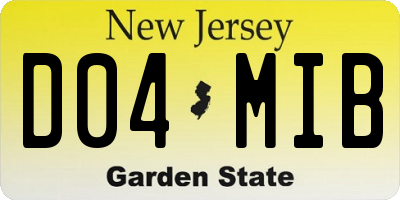 NJ license plate D04MIB
