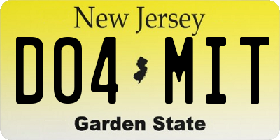 NJ license plate D04MIT