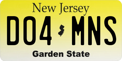 NJ license plate D04MNS