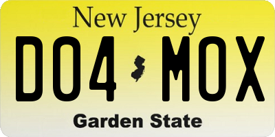 NJ license plate D04MOX
