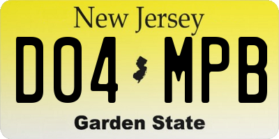 NJ license plate D04MPB