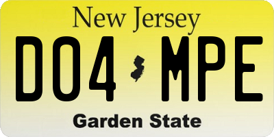 NJ license plate D04MPE