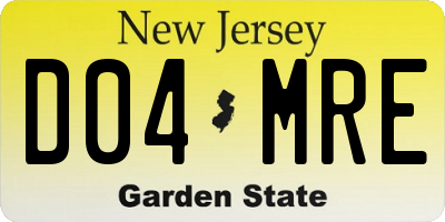 NJ license plate D04MRE