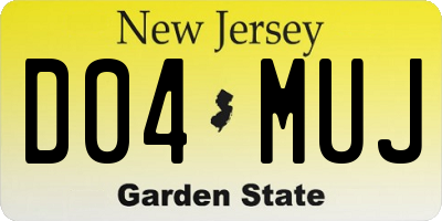 NJ license plate D04MUJ